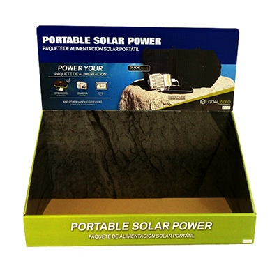 Corrugated counter display for portable solar power