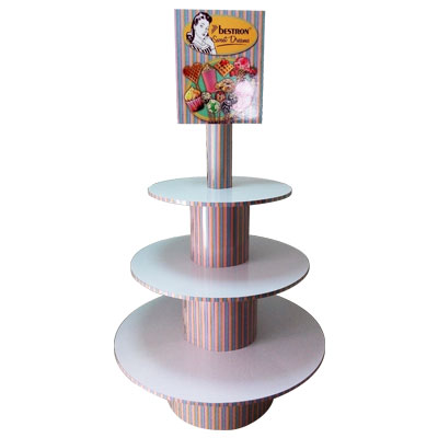 Round 3 tiers cardboard display stand,Display for Electronics products