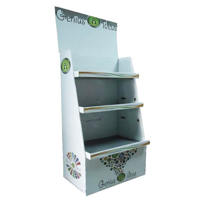 Cardboard display stand with 3 shelves