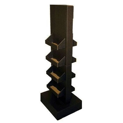 Cardboard floor display stand with double sides trays
