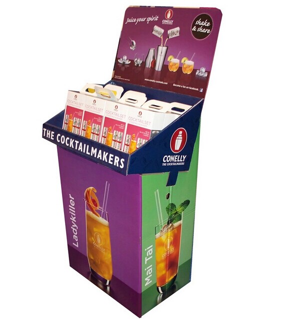 Custom cardboard floor display stand rack for supermarket promotion