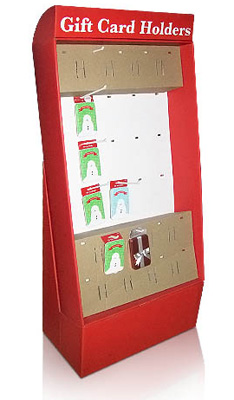 Cardboard floor display stand for Gift card holders